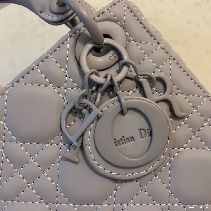 Cheap Grey Cannage Bag Ultramatte Calfskin Lady Dior Mini 0624 Luxury